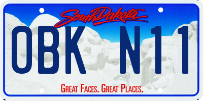 SD license plate 0BKN11