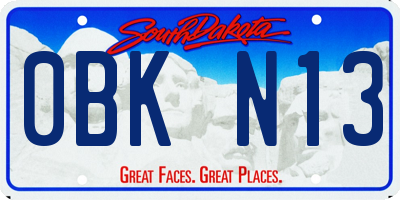 SD license plate 0BKN13