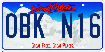 SD license plate 0BKN16