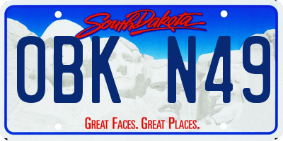 SD license plate 0BKN49