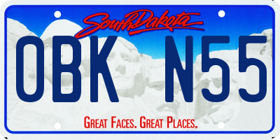 SD license plate 0BKN55