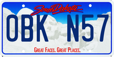 SD license plate 0BKN57