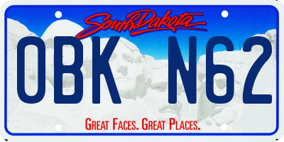 SD license plate 0BKN62