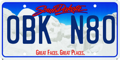 SD license plate 0BKN80