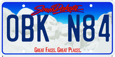 SD license plate 0BKN84
