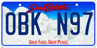 SD license plate 0BKN97