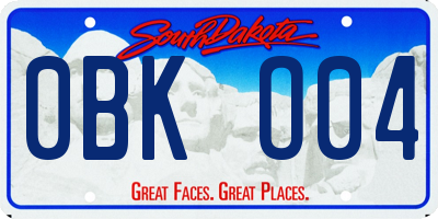 SD license plate 0BKO04