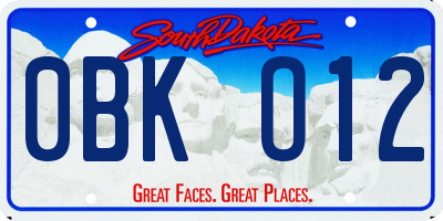 SD license plate 0BKO12