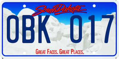 SD license plate 0BKO17