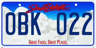 SD license plate 0BKO22