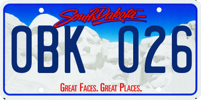 SD license plate 0BKO26