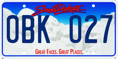 SD license plate 0BKO27