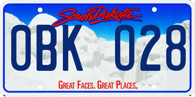 SD license plate 0BKO28