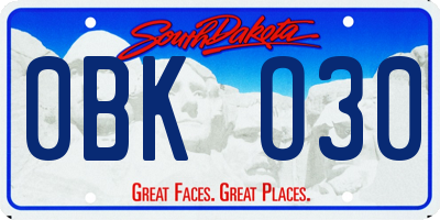 SD license plate 0BKO30