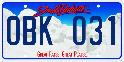 SD license plate 0BKO31