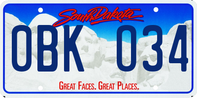 SD license plate 0BKO34