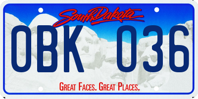 SD license plate 0BKO36