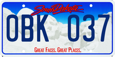SD license plate 0BKO37