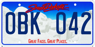 SD license plate 0BKO42