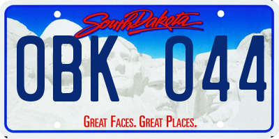 SD license plate 0BKO44