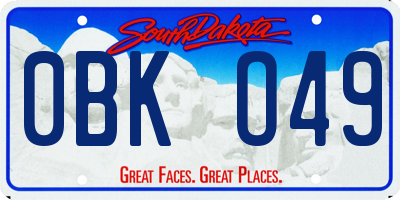 SD license plate 0BKO49