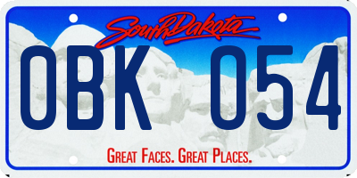 SD license plate 0BKO54