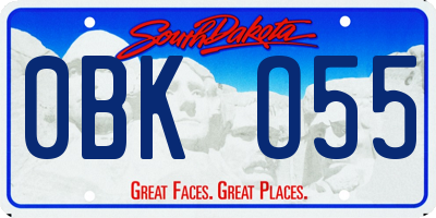 SD license plate 0BKO55