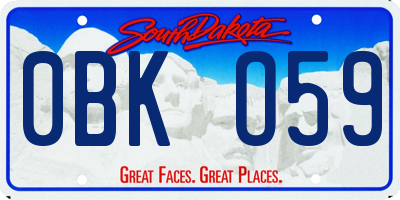 SD license plate 0BKO59