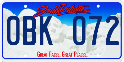 SD license plate 0BKO72