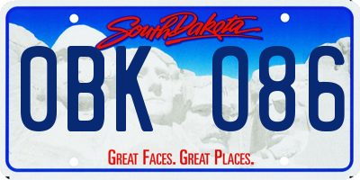 SD license plate 0BKO86
