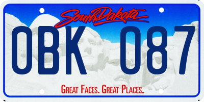 SD license plate 0BKO87