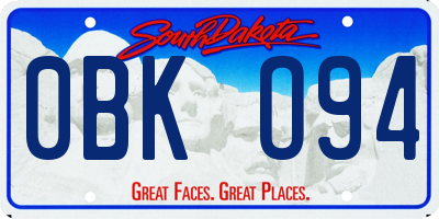 SD license plate 0BKO94