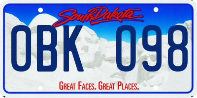SD license plate 0BKO98