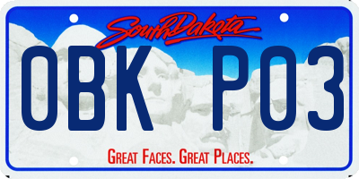 SD license plate 0BKP03