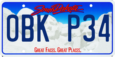 SD license plate 0BKP34