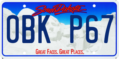 SD license plate 0BKP67