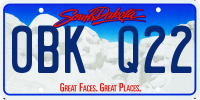 SD license plate 0BKQ22