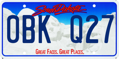 SD license plate 0BKQ27