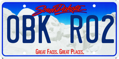 SD license plate 0BKR02