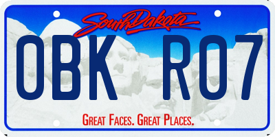 SD license plate 0BKR07