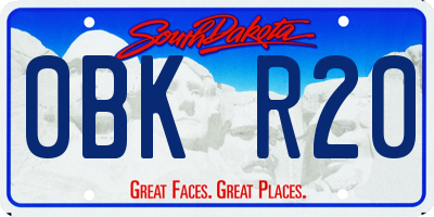 SD license plate 0BKR20