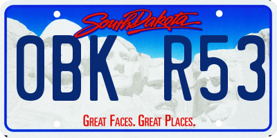 SD license plate 0BKR53