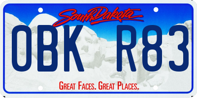 SD license plate 0BKR83