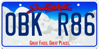 SD license plate 0BKR86