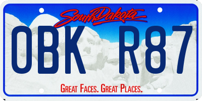 SD license plate 0BKR87