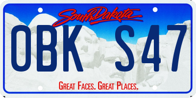 SD license plate 0BKS47