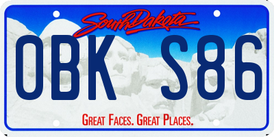 SD license plate 0BKS86