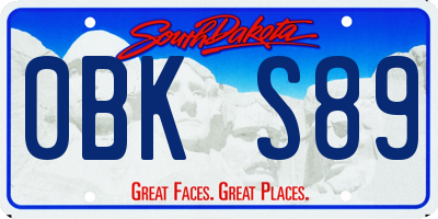 SD license plate 0BKS89