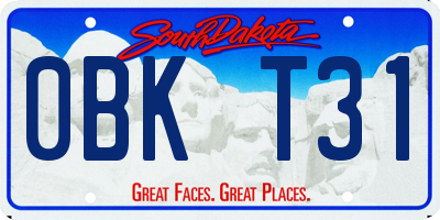 SD license plate 0BKT31