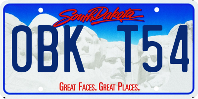 SD license plate 0BKT54
